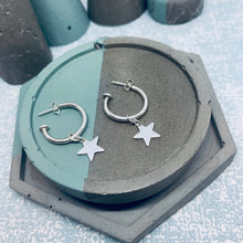 Load image into Gallery viewer, Sterling Silver Charm Hoop Earrings