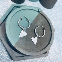 Load image into Gallery viewer, Sterling Silver Charm Hoop Earrings