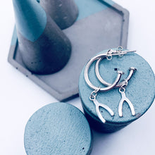 Load image into Gallery viewer, Sterling Silver Charm Hoop Earrings