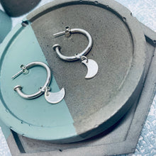 Load image into Gallery viewer, Sterling Silver Charm Hoop Earrings