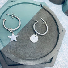 Load image into Gallery viewer, Sterling Silver Charm Hoop Earrings