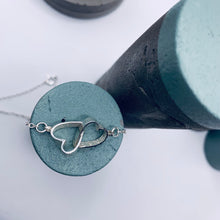 Load image into Gallery viewer, Sterling silver double heart necklace with personalisation