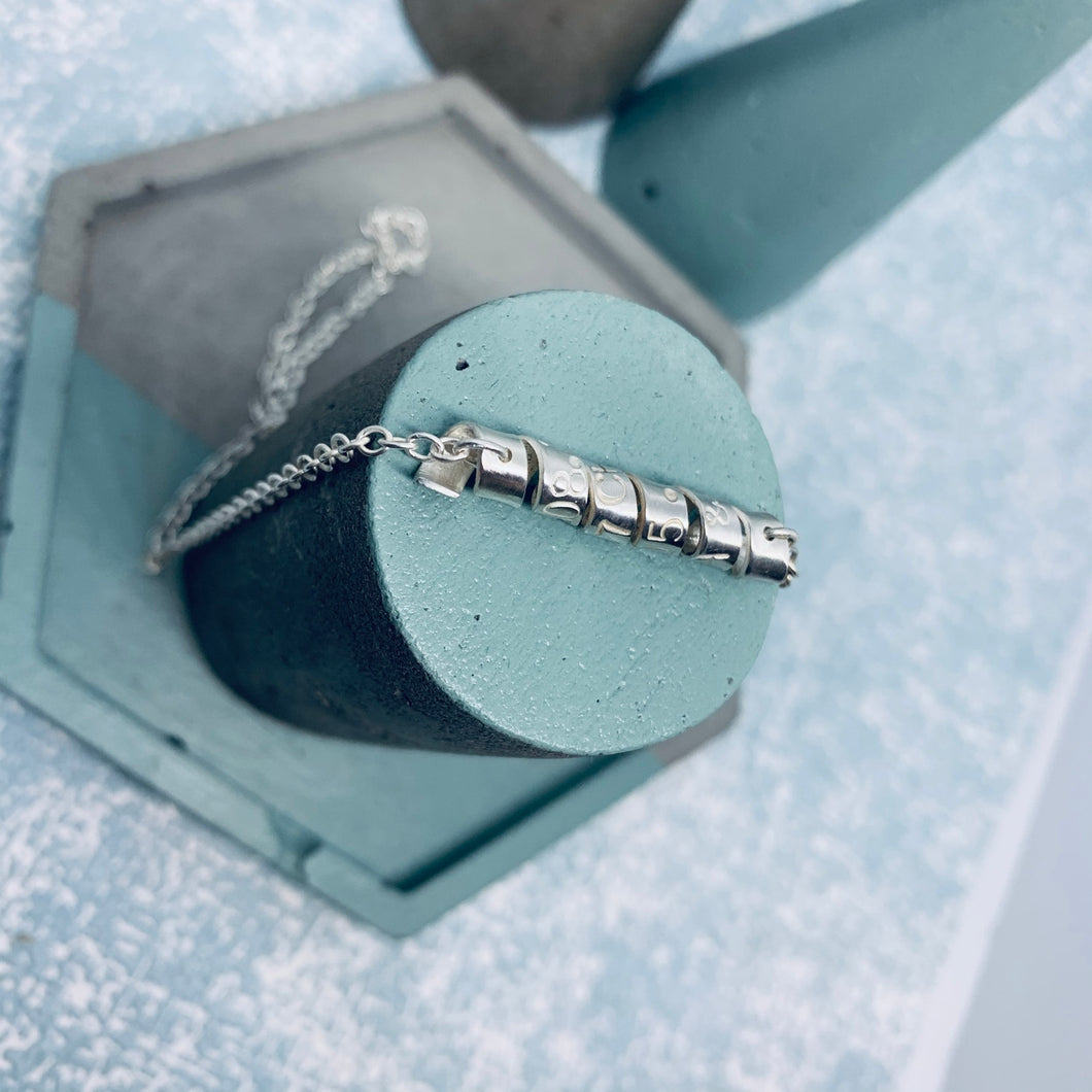 Sterling silver personalised wave necklace