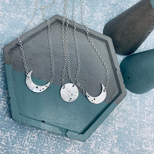 Sterling silver full moon necklace