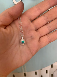 Sterling silver birthstone pebble necklace