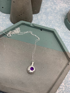 Sterling silver birthstone pebble necklace