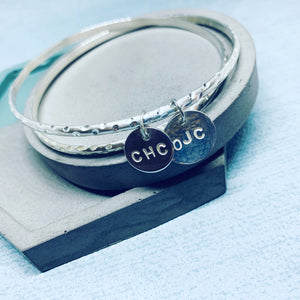 Sterling silver double bangle set