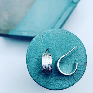 silver leaf textured earrings 